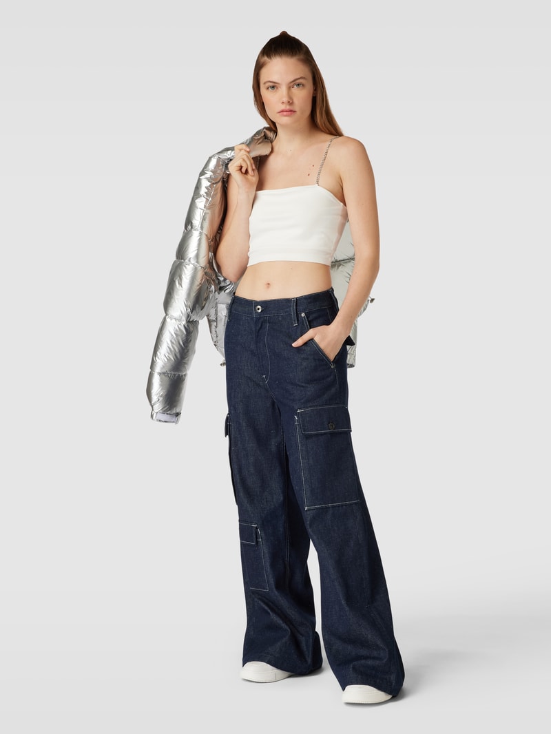 Crop Top mit Feinripp Modell 'RHINA' in weiss