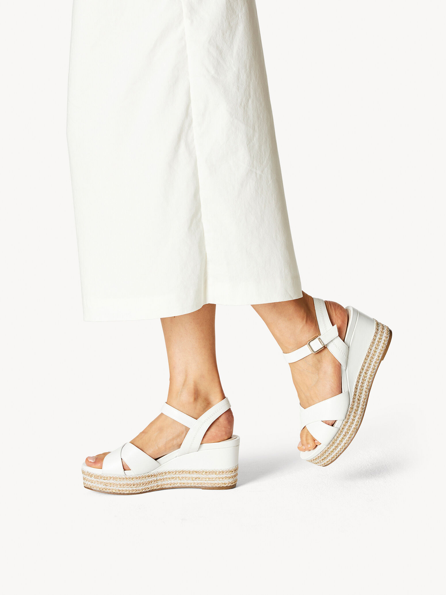 Sandale à talon en cuir - blanc