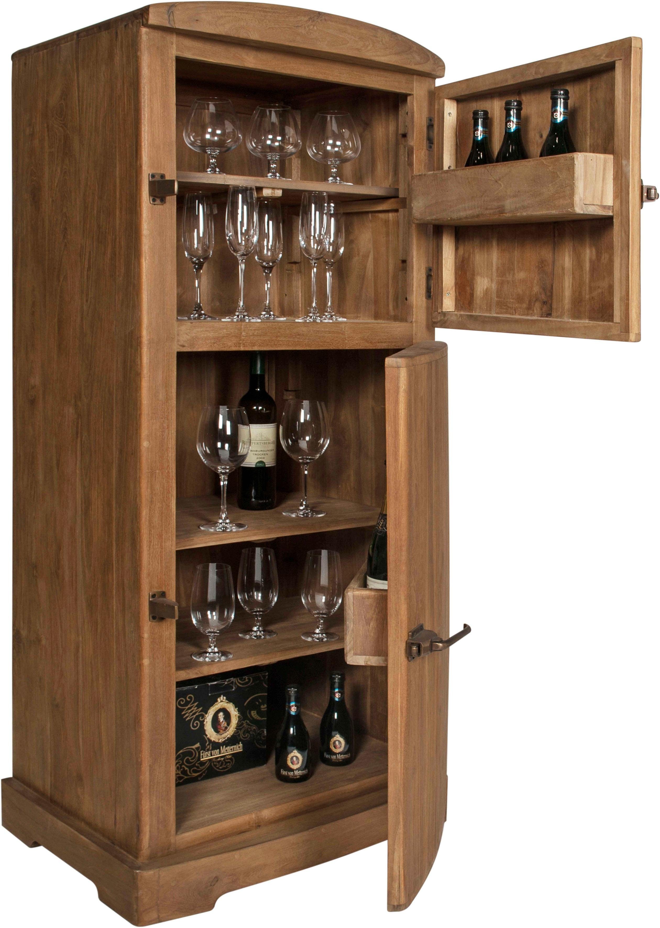 SIT Barschrank Seadrift recyceltes Teak-Altholz in Kühlschrankoptik, Breite 154 cm, Vintage