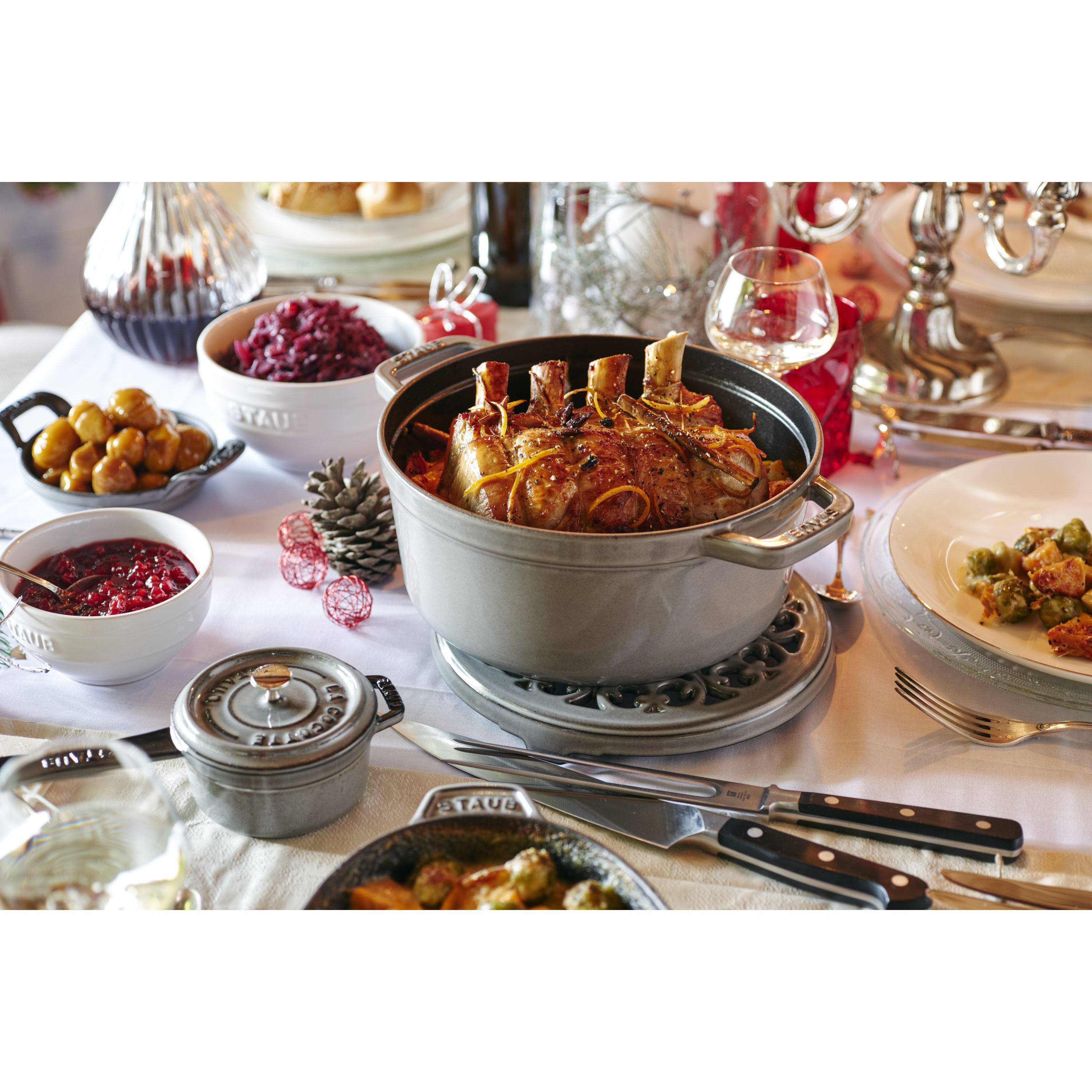 Cocotte 30 cm, rund, Graphit-Grau, Gusseisen
