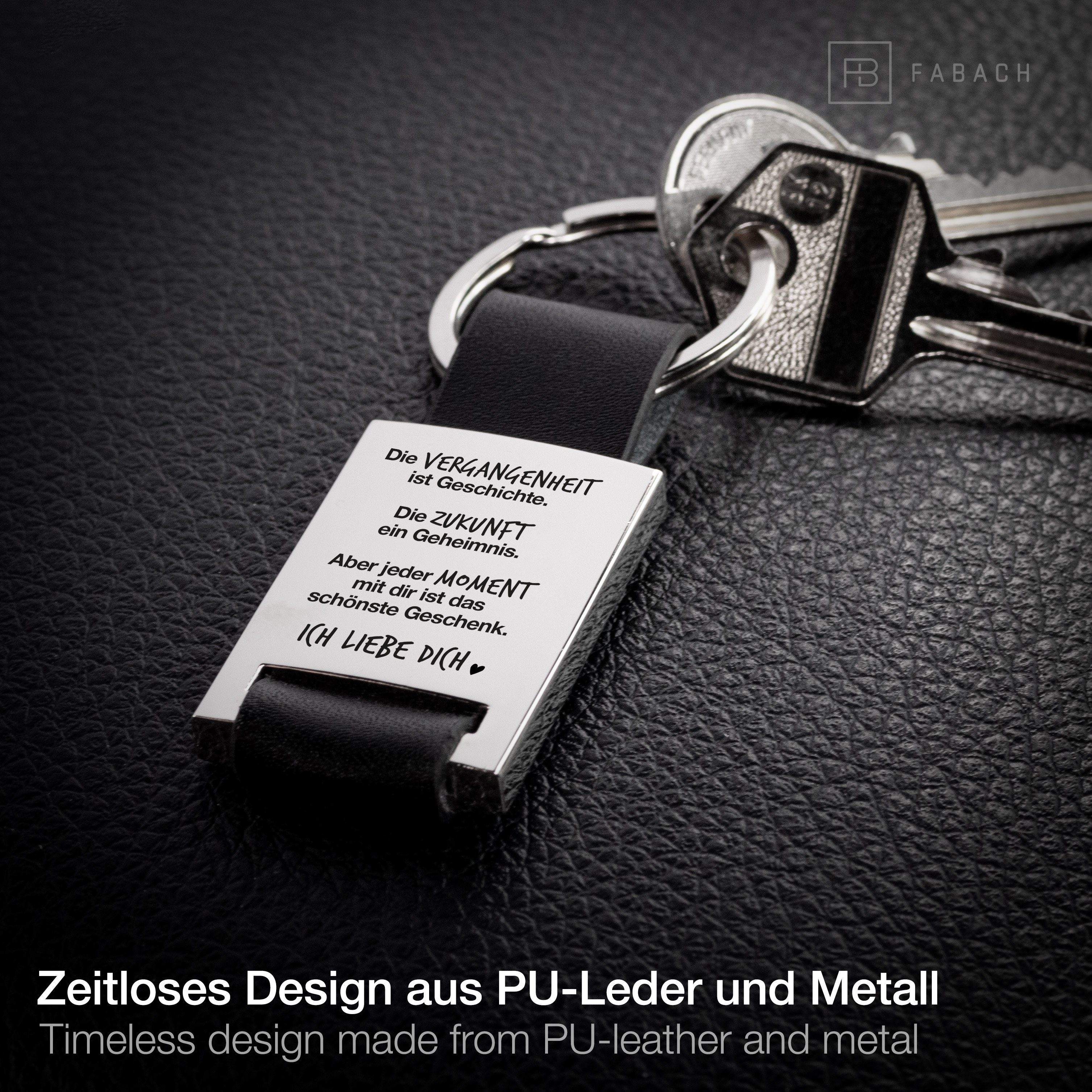 FABACH Schlüsselanhänger Leder mit Gravur 
