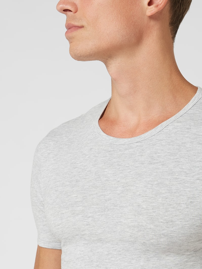 T-Shirt mit Stretch-Anteil im 2er-Pack in mittelgrau meliert