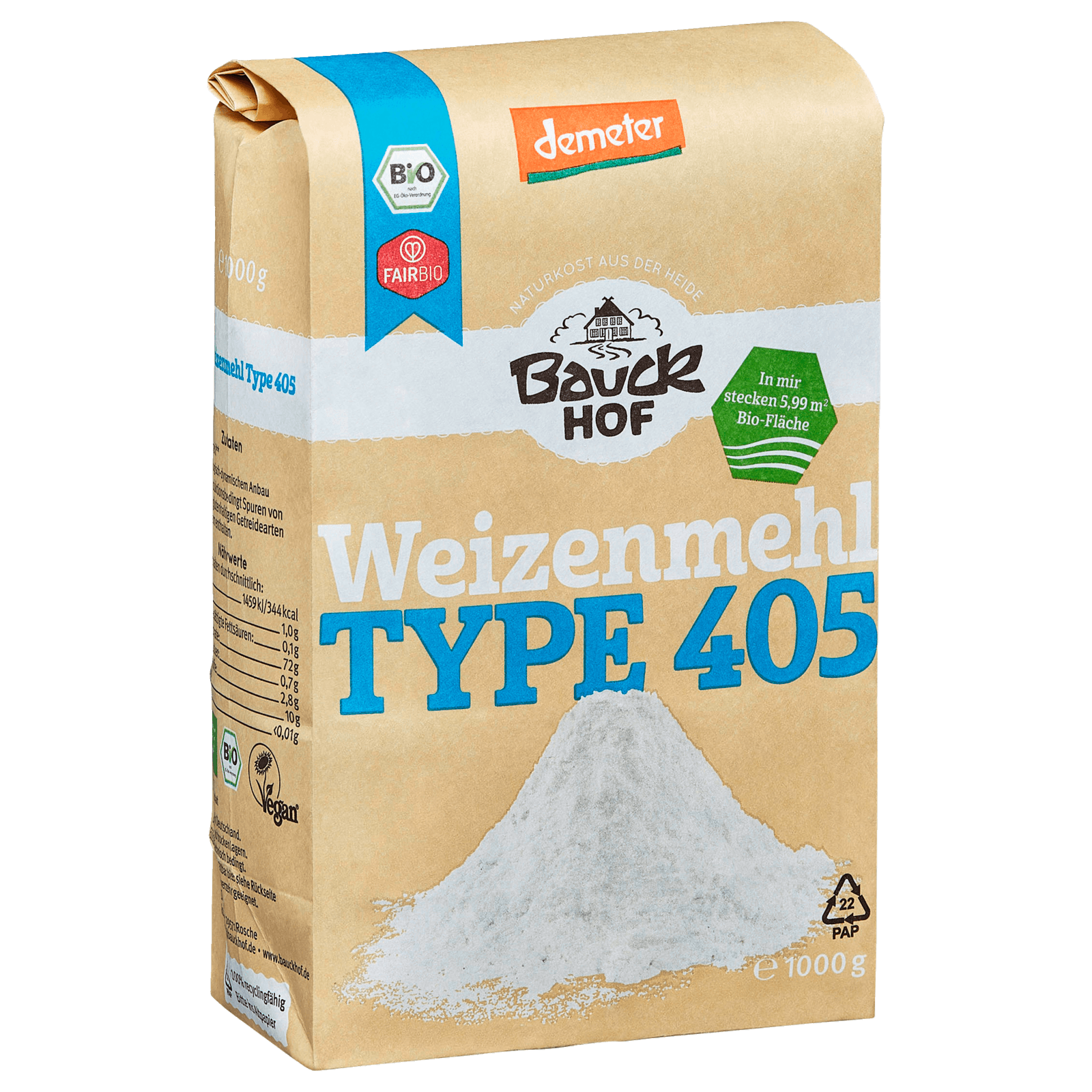 Bauckhof Bio Demeter Weizenmehl Type 405 1000g