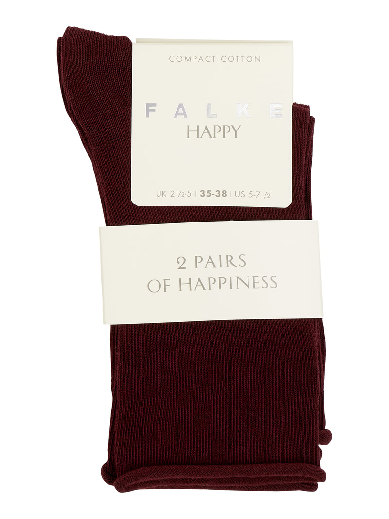 Socken mit Stretch-Anteil im 2er-Pack Modell 'Happy' in bordeaux rot