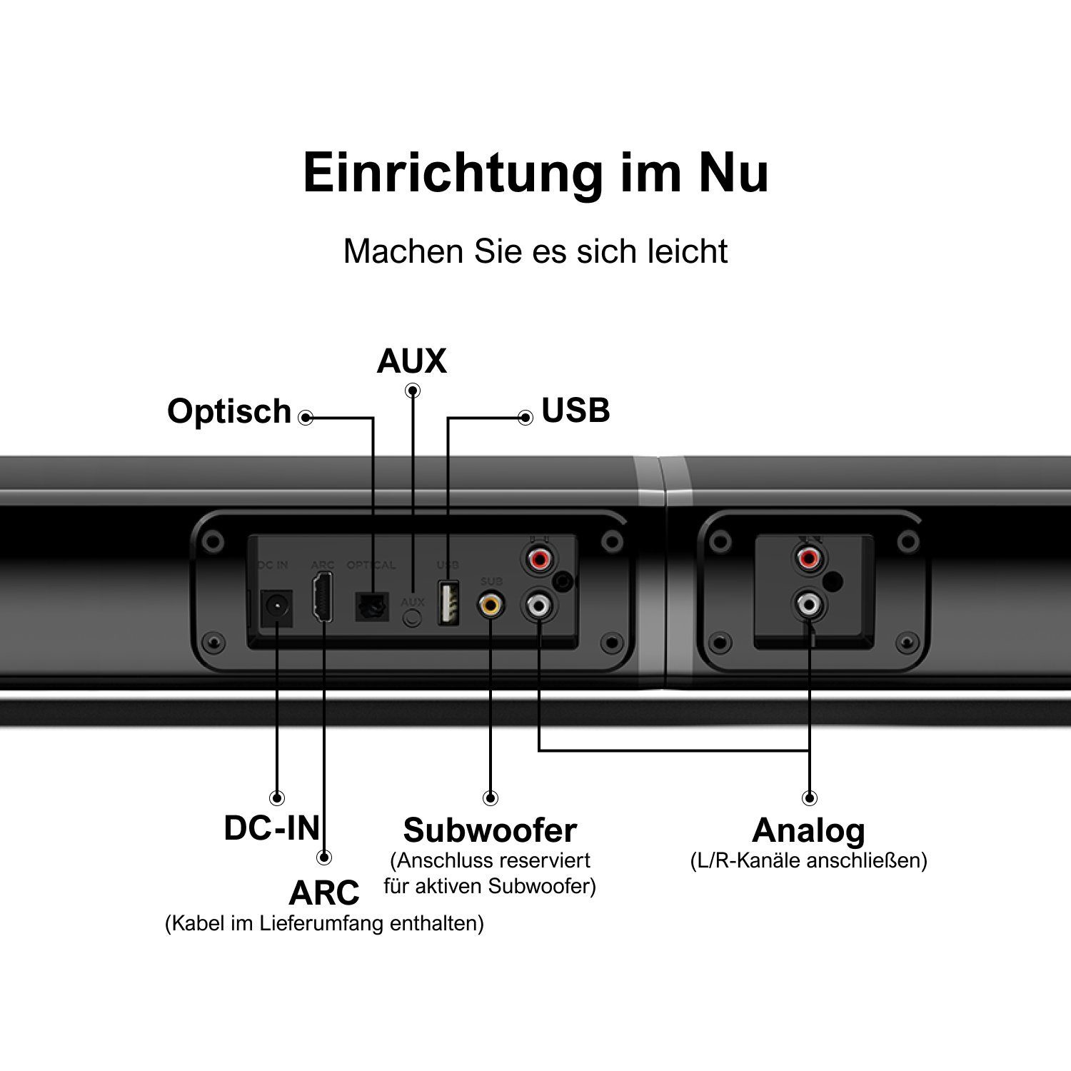 Ultimea Apollo S50 4.1-Kanal Soundbar (Abnehmbar Lautsprecher, 200W, mit Subwoofer)