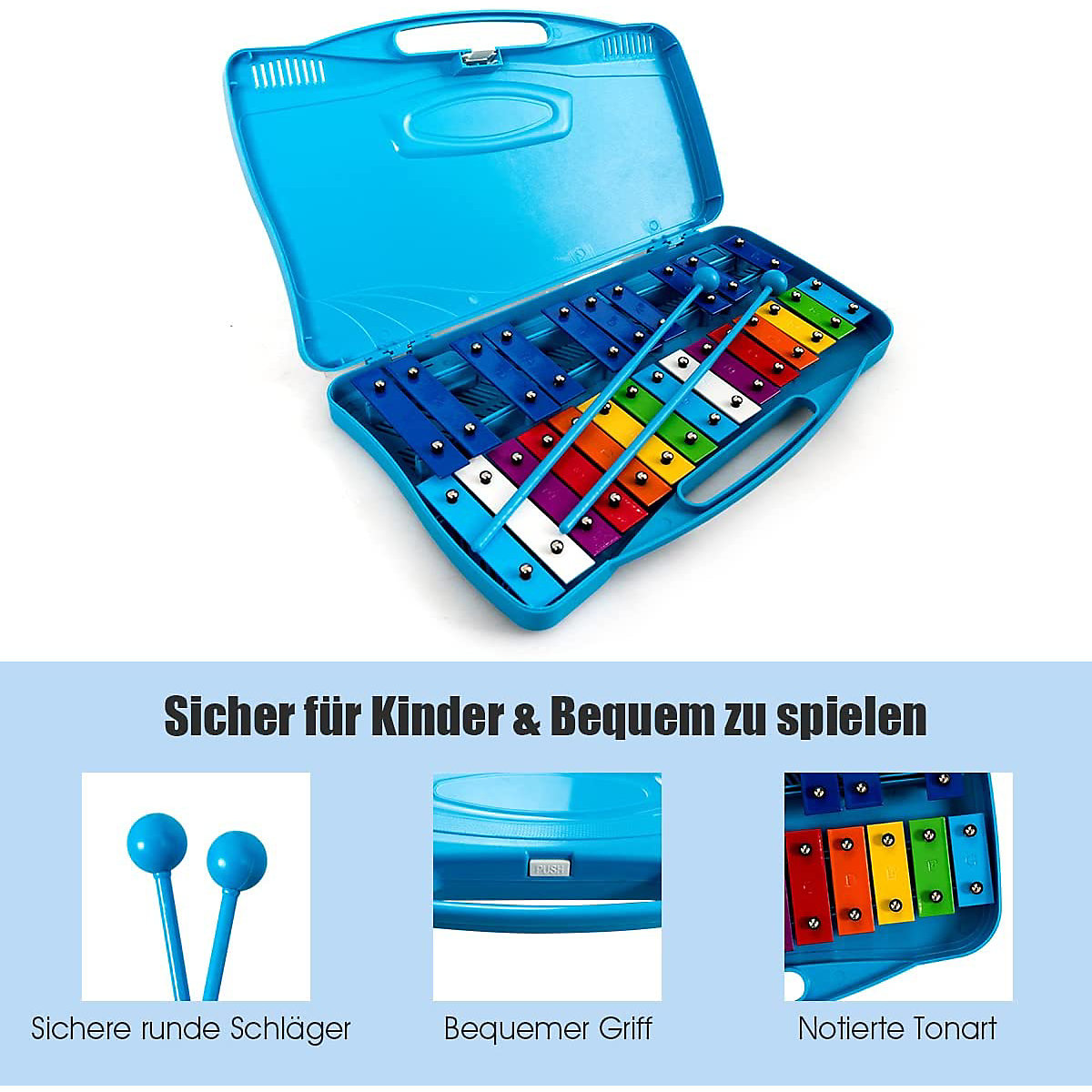 Xylophon Set 25 Noten Glockenspiel mit 12 Alphabet-Noteblatt