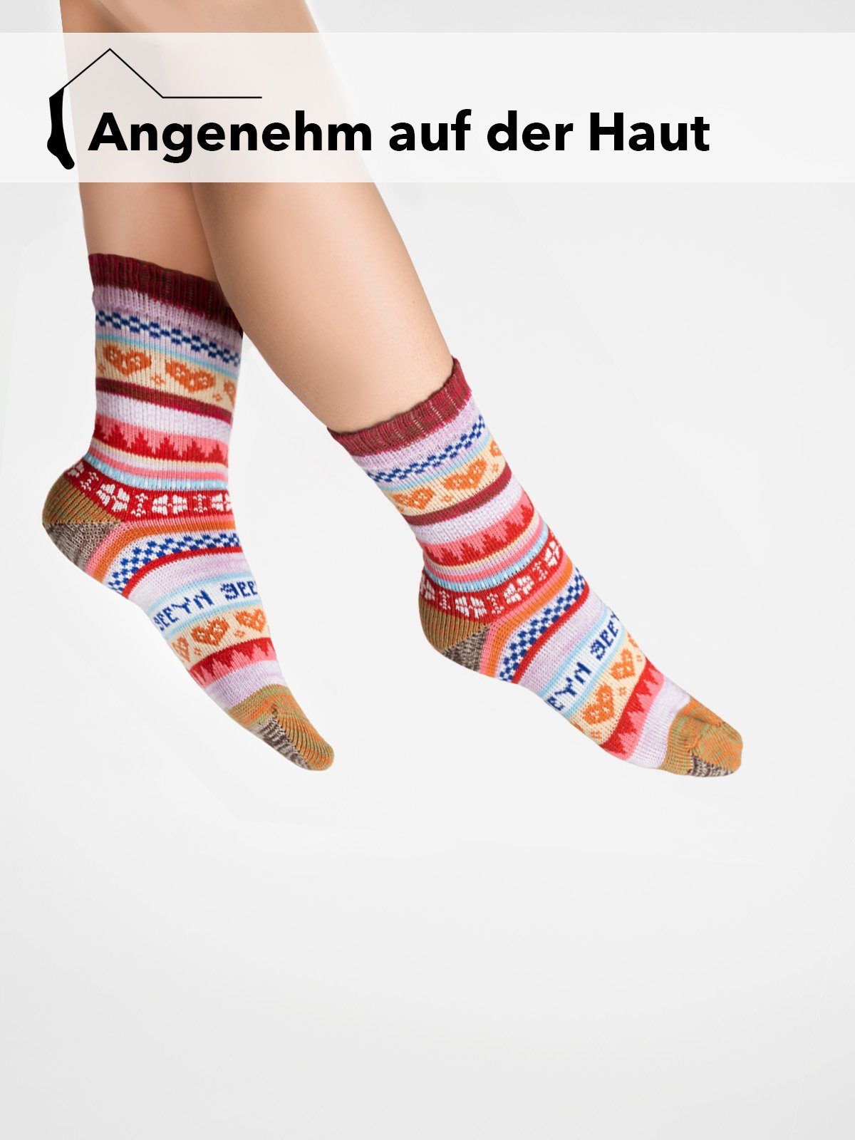 HomeOfSocks Socken Hygge Socken Für Herren Und Damen aus Baumwolle 3er Pack Baumwollsocken Mit Fröhlich Bunten Mustern Und Druckarmer Zehennaht