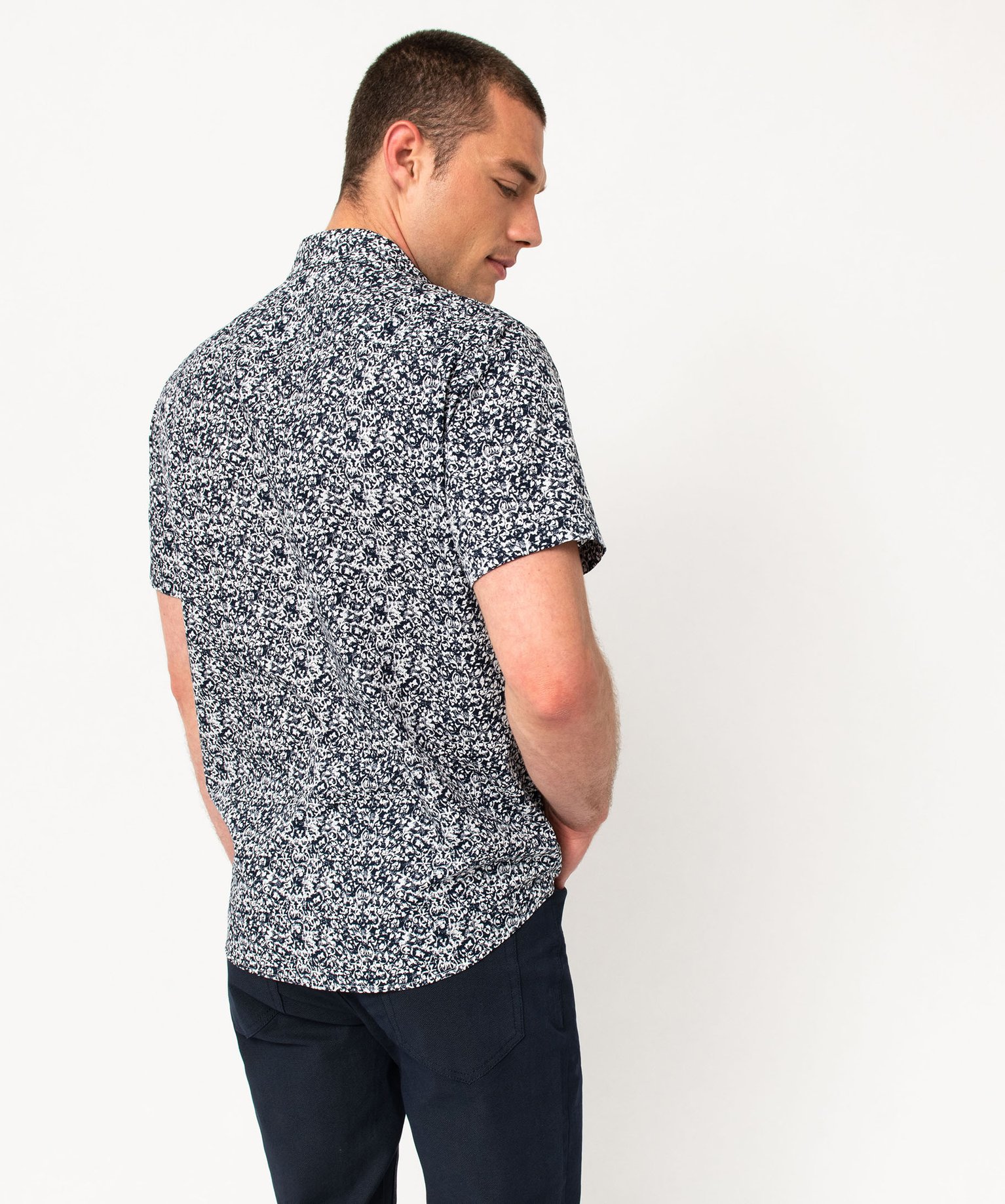 Chemise droite à manches courtes imprimée homme imprime | GEMO