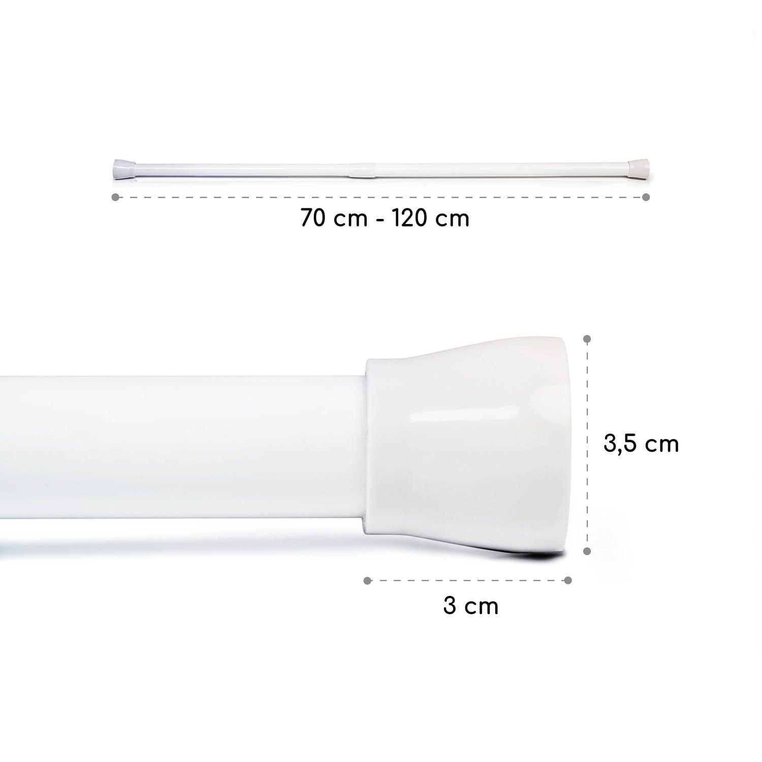 Vorhangstange Stamina S Teleskopstange Duschvorhang 70-120cm rutschfest, Blumfedt, Ø 35 mm, 1-läufig, ausziehbar, ohne Bohren, Metall