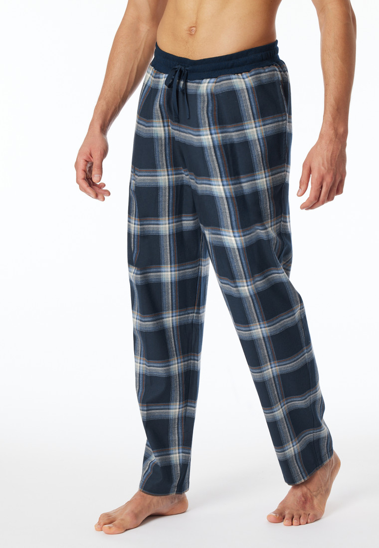 Hose lang Flanell Karos nachtblau - Mix+Relax