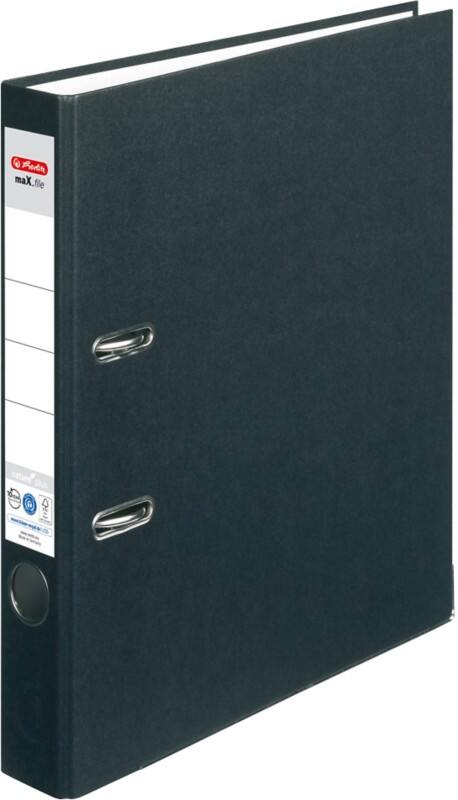 herlitz maX.file nature plus Ordner DIN A4 50 mm Schwarz 2 Ringe 10841625 Pappkarton, PP (Polypropylen) Texturiert Hochformat