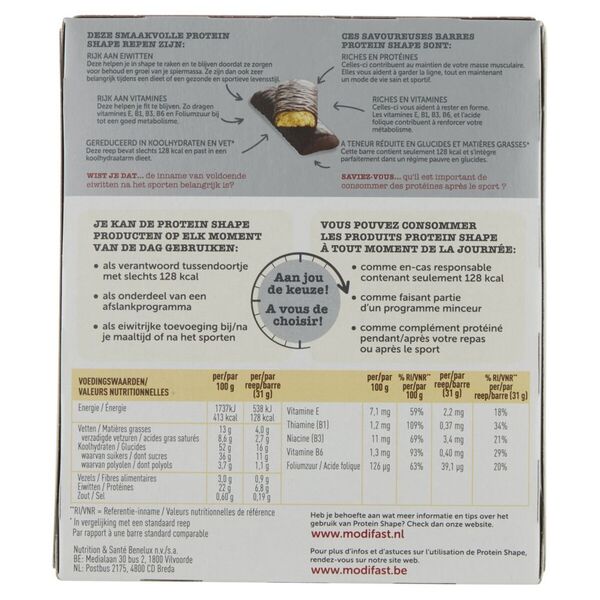 Modifast Protein Shape étcsokoládés és fehércsokoládés snack szelet 6 x 31g