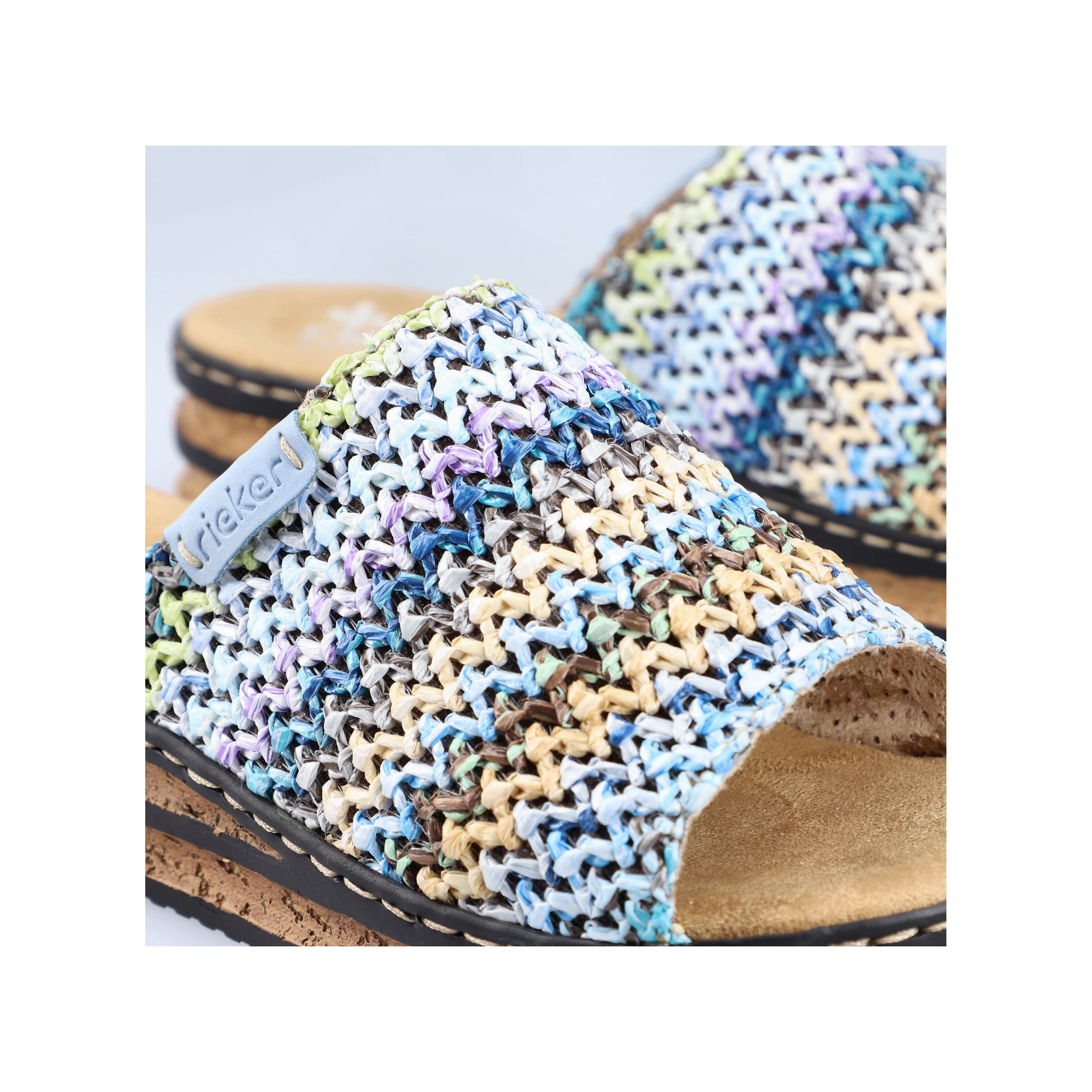 Rieker Damen Pantoletten multi-himmelblau