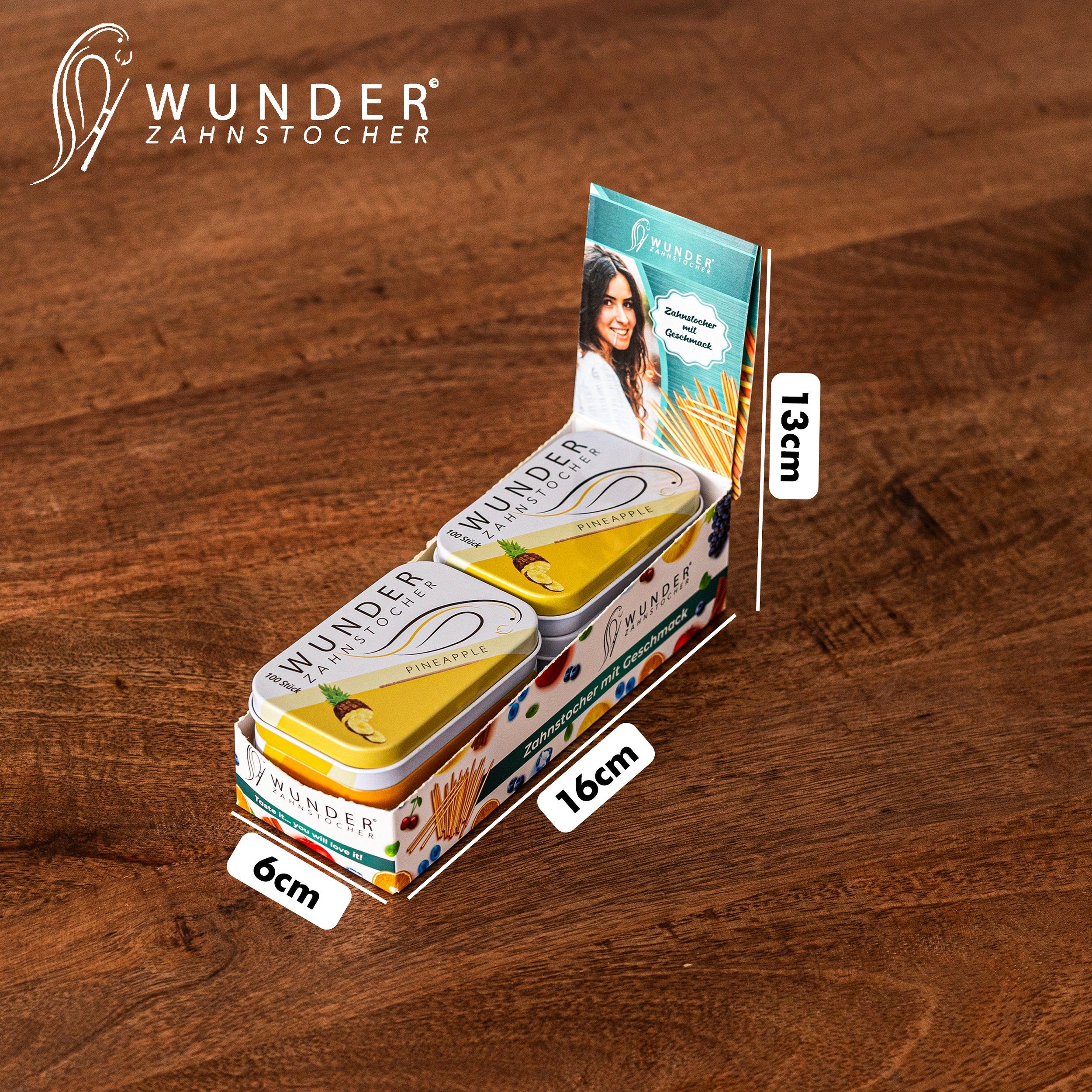 Wunder Zahnstocher Mundpflegecenter Wunder Zahnstocher Display 6er Pack Ananas DS