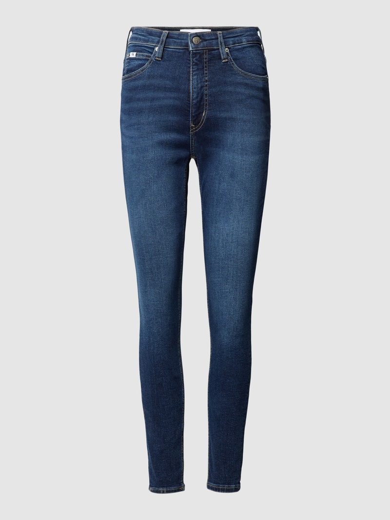 High Rise Skinny Fit Jeans mit Label-Detail in dunkelblau
