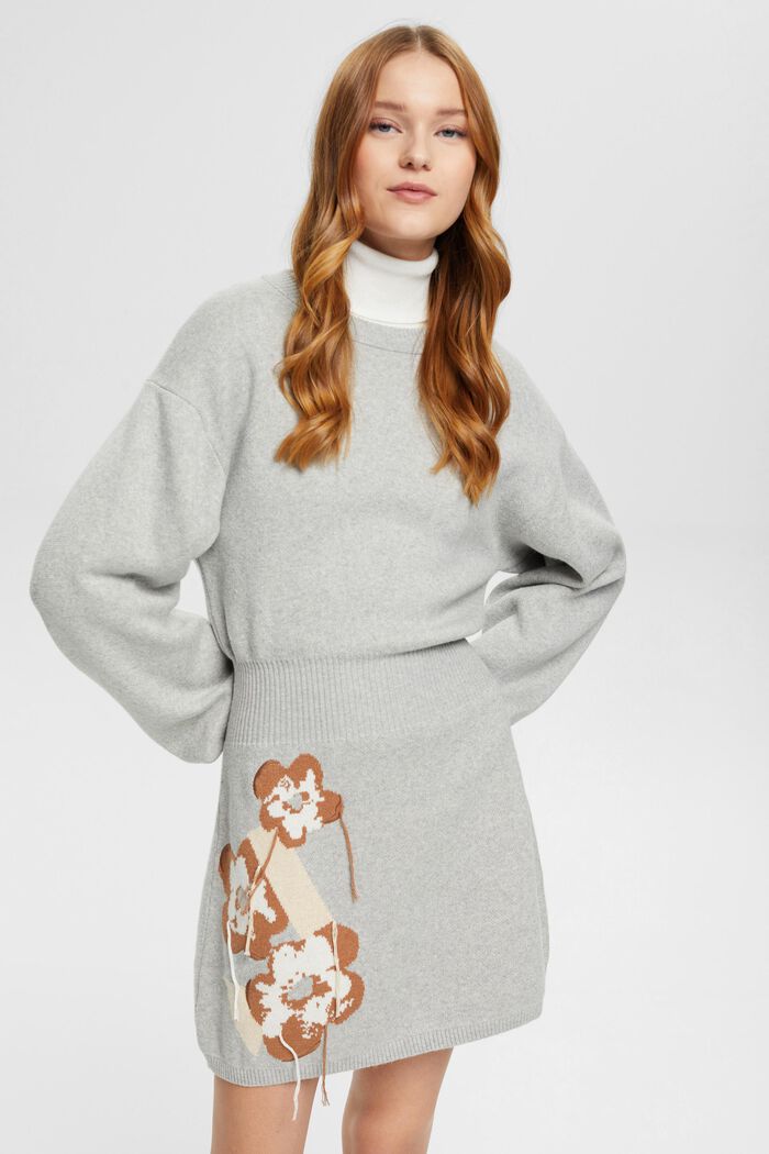 Fit-and-flare-Kleid mit floralem Jacquard-Muster