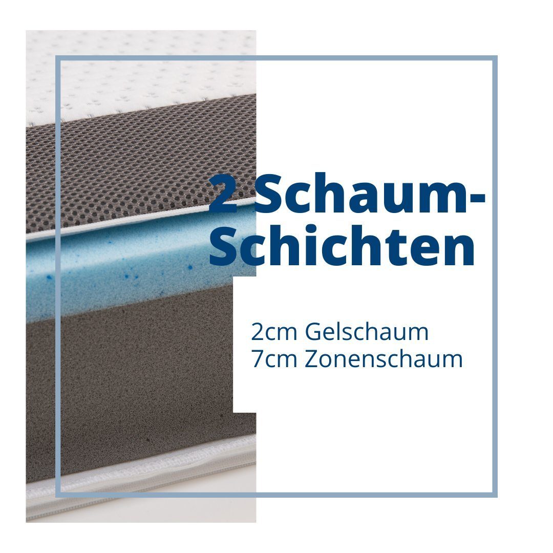 Topper Eazzzy Deluxe Matratzentopper H2 H3 orthopädisch, Genius, 9 cm hoch, Gelschaumtopper für Matratze Boxspringbett, Allergiker geeignet
