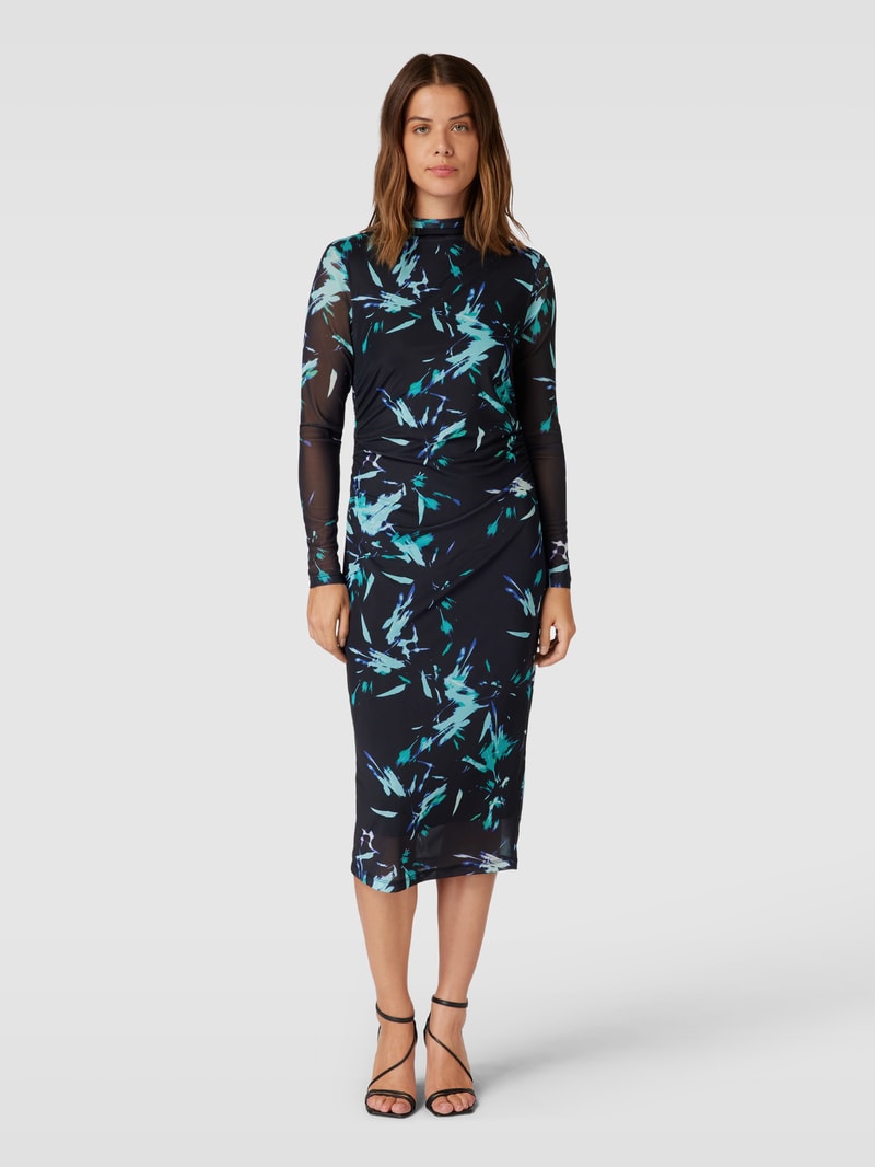 Midikleid mit Allover-Muster in petrol