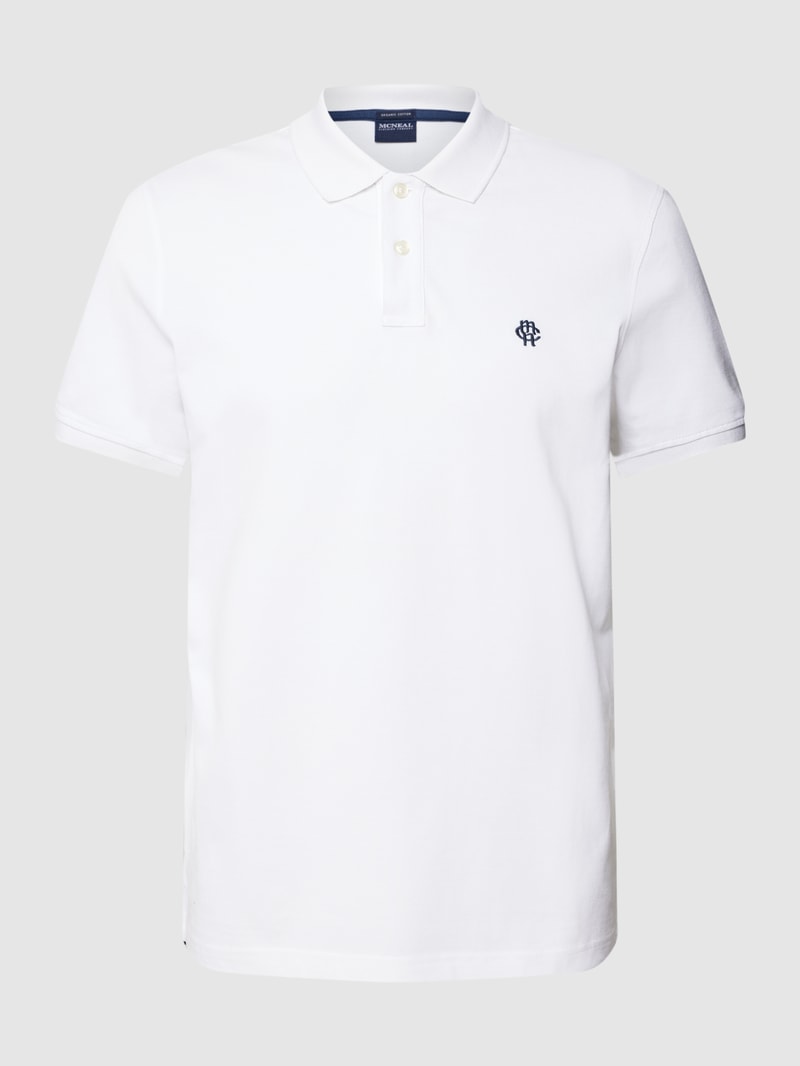 Poloshirt mit Logo-Stitching in weiß