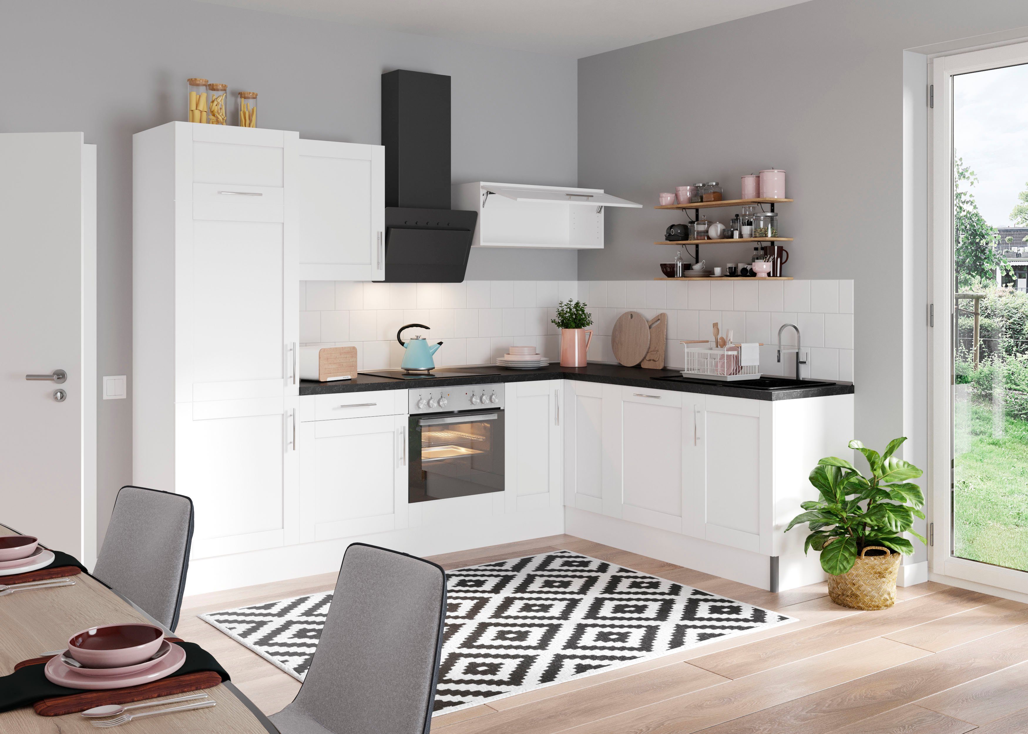 OPTIFIT Küche Ahus, 200 x 270 cm breit, ohne E-Geräte, Soft Close Funktion, MDF Fronten