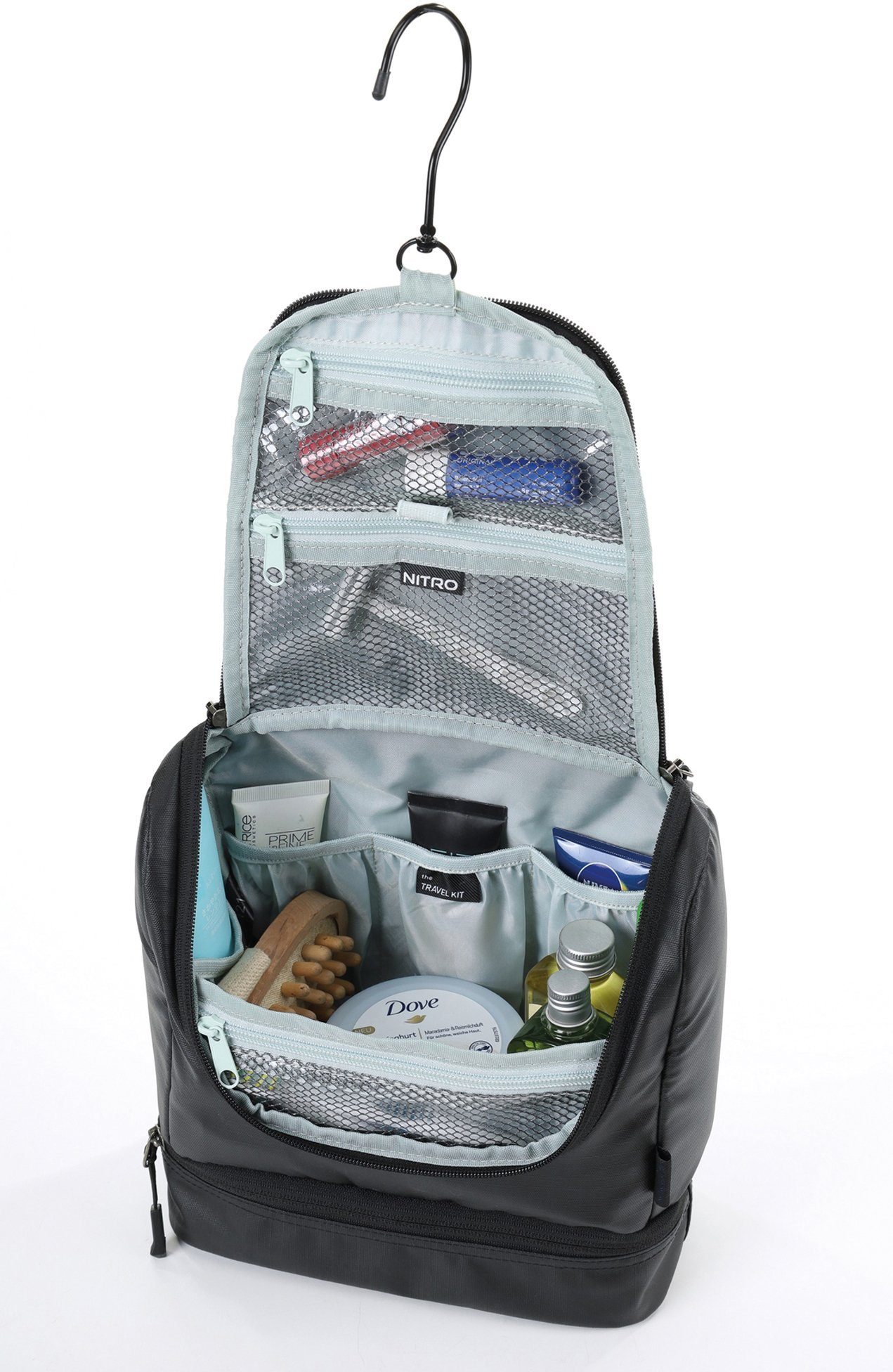 NITRO Kulturbeutel Travel Kit, Boxed Black, zum Aufhängen