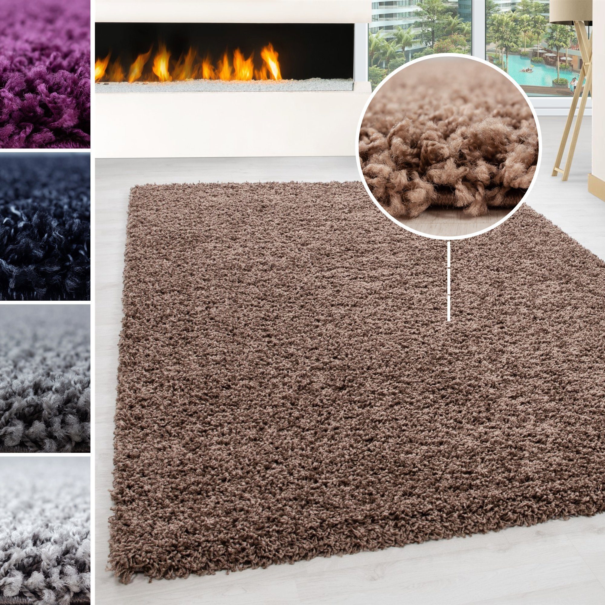 Designteppich Teppich Shaggy Hochflorteppich Langflor Wohnzimmer Schlafzimmer, Miovani, Rechteckig, Höhe: 30 mm