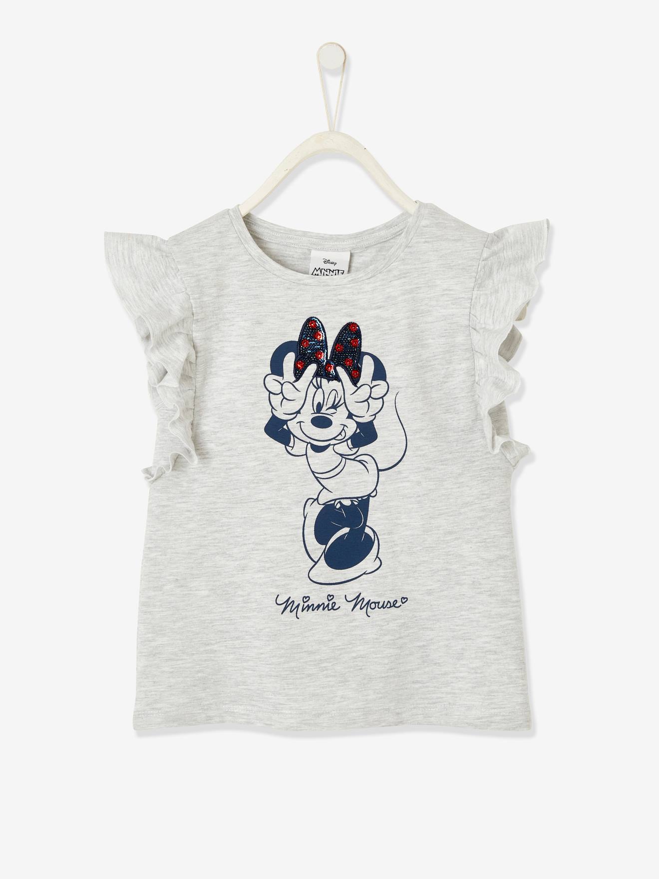 Ensemble fille T-shirt et short DS Minnie® gris chiné / bas twill bleu