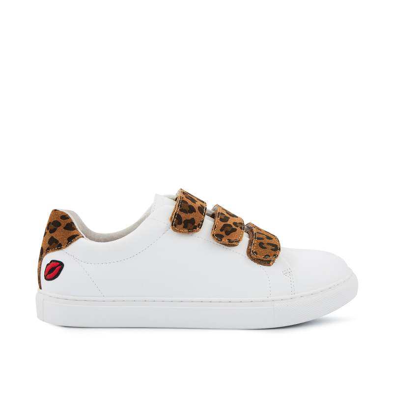 Baskets en cuir Edith blanc/leopard