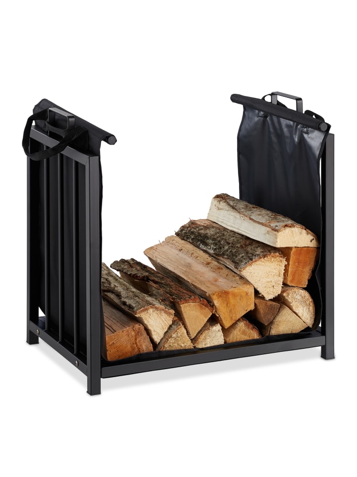 relaxdays Kaminholzständer in Schwarz günstig kaufen onesize