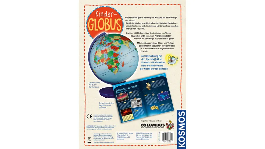 KOSMOS -  Kinder Globus Entdecke deine Welt Experimentierkasten