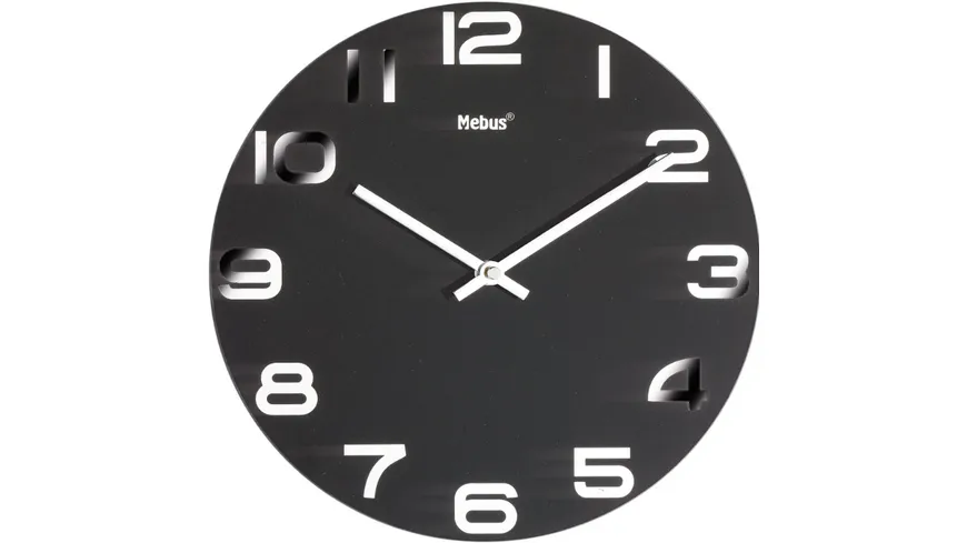 Mebus Glas-Wanduhr schwarz