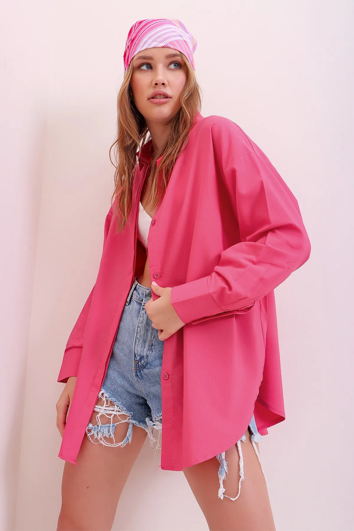 Trend Alaçatı Stili  Hemd - Rosa - Relaxed Fit