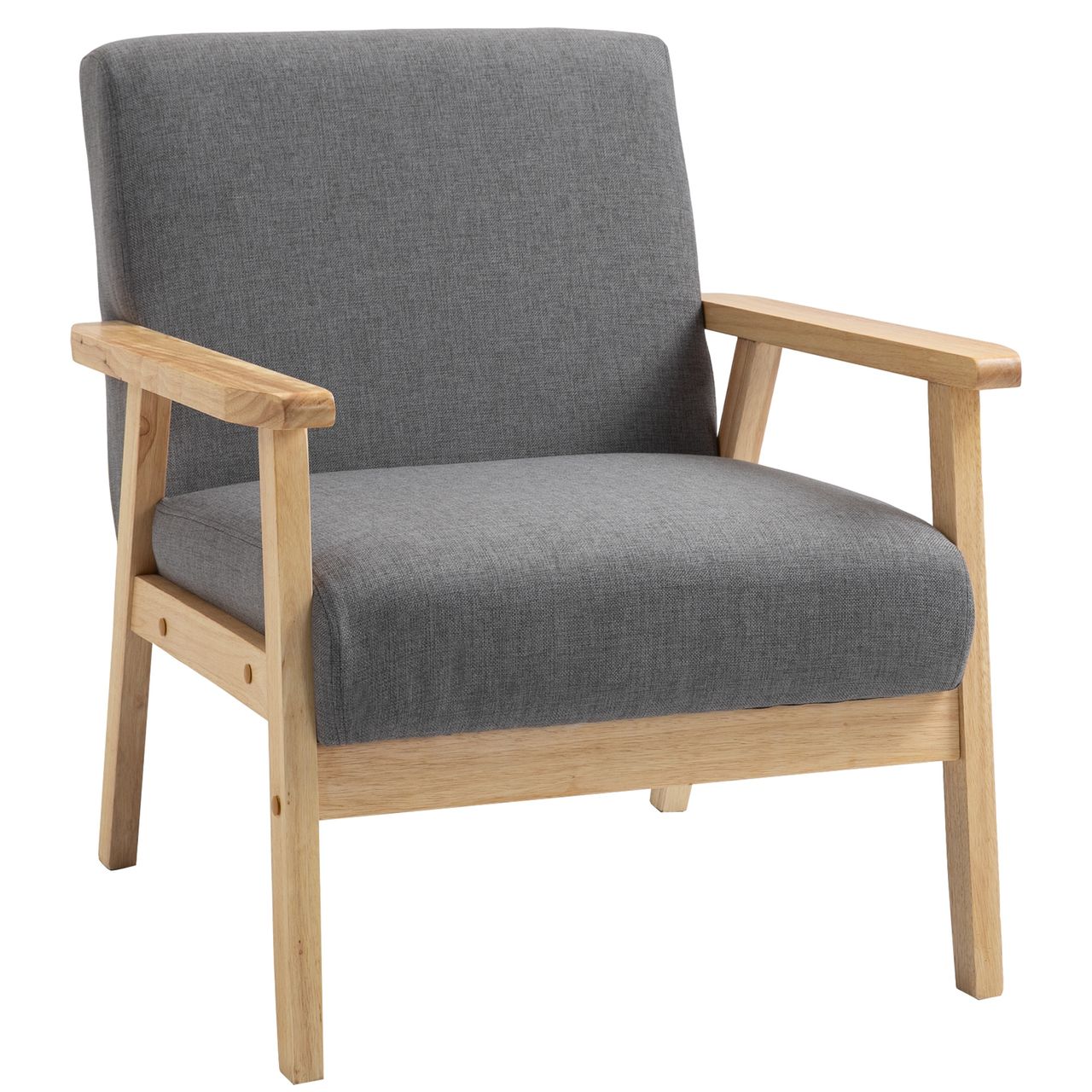 HOMCOM Ohrensessel Esszimmerstuhl mit Armlehnen Loungesessel Relaxsessel Grau