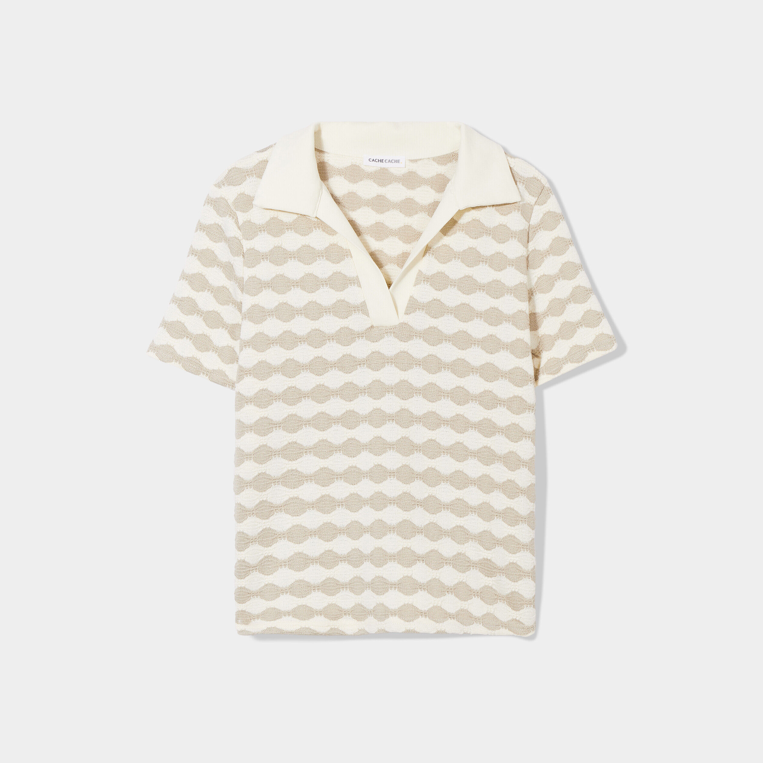 Polo manches courtes ecru femme | Cache Cache