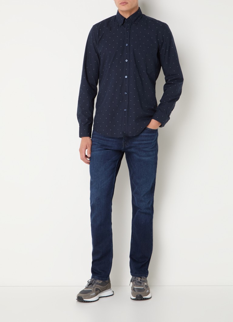 Camisa HUGO BOSS Rickert de corte regular com estampa de bolinhas e bolso no peito.
