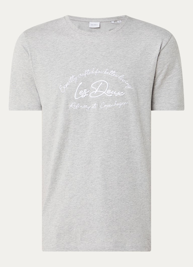 Tricou Les Deux Camden cu imprimeu heather și logo brodat.