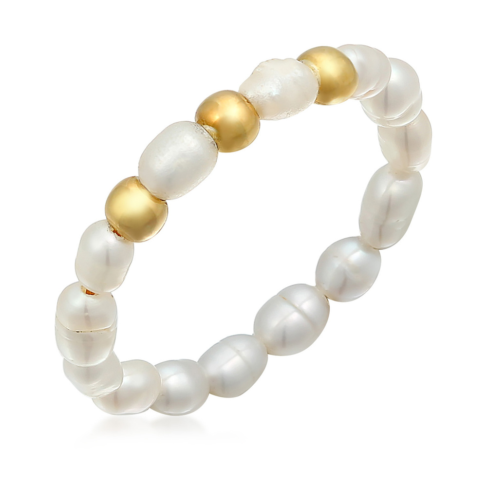 Elli Elli Bague Femmes Beads Tendance avec perles d'eau douce en argent sterling 925 p Bague