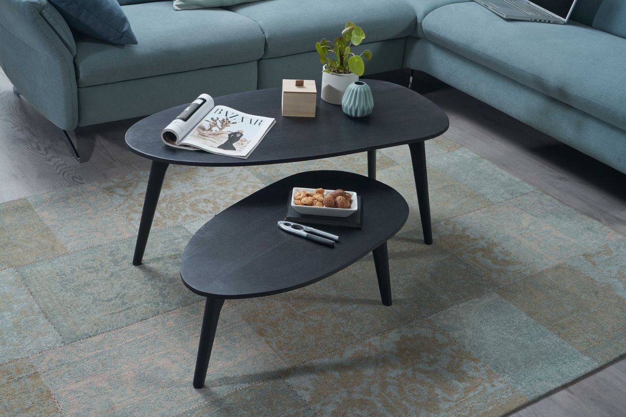Skyport WOHNLING Couchtisch 2er Set Nierenform Holz Wohnzimmertisch Beistelltisch Tisch