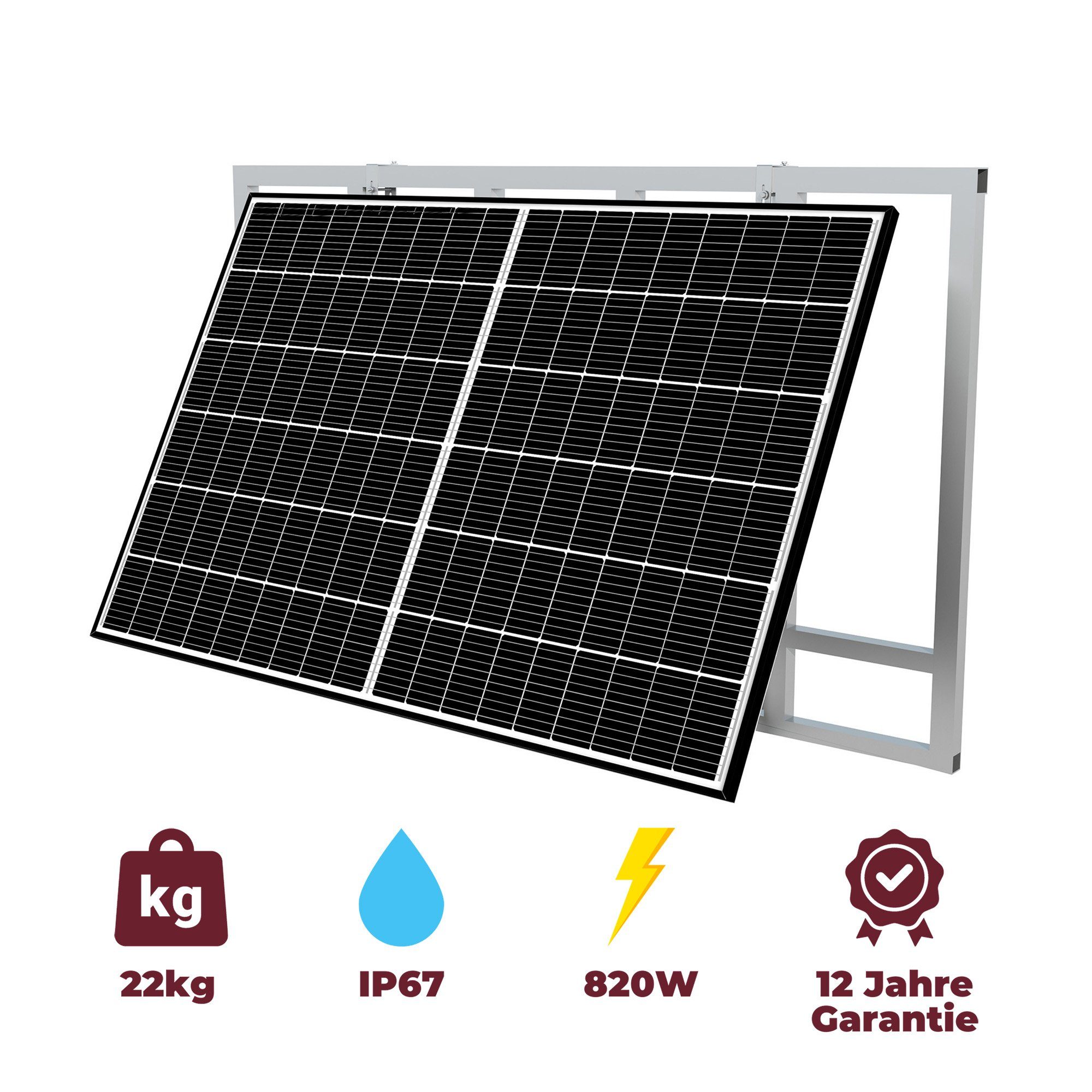 SUNOVA Solar Solaranlage Balkonkraftwerk 820W SunovaSolar 800W Inverter 5m Schukokabel 2x2m DC