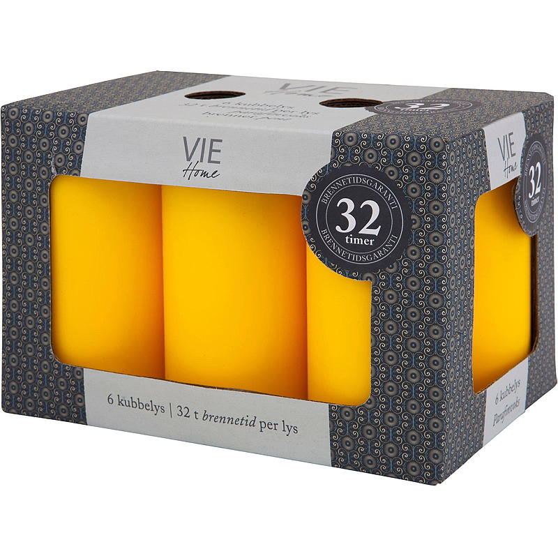 Vie Home Kubbelys 6-pk 6x11 cm gul