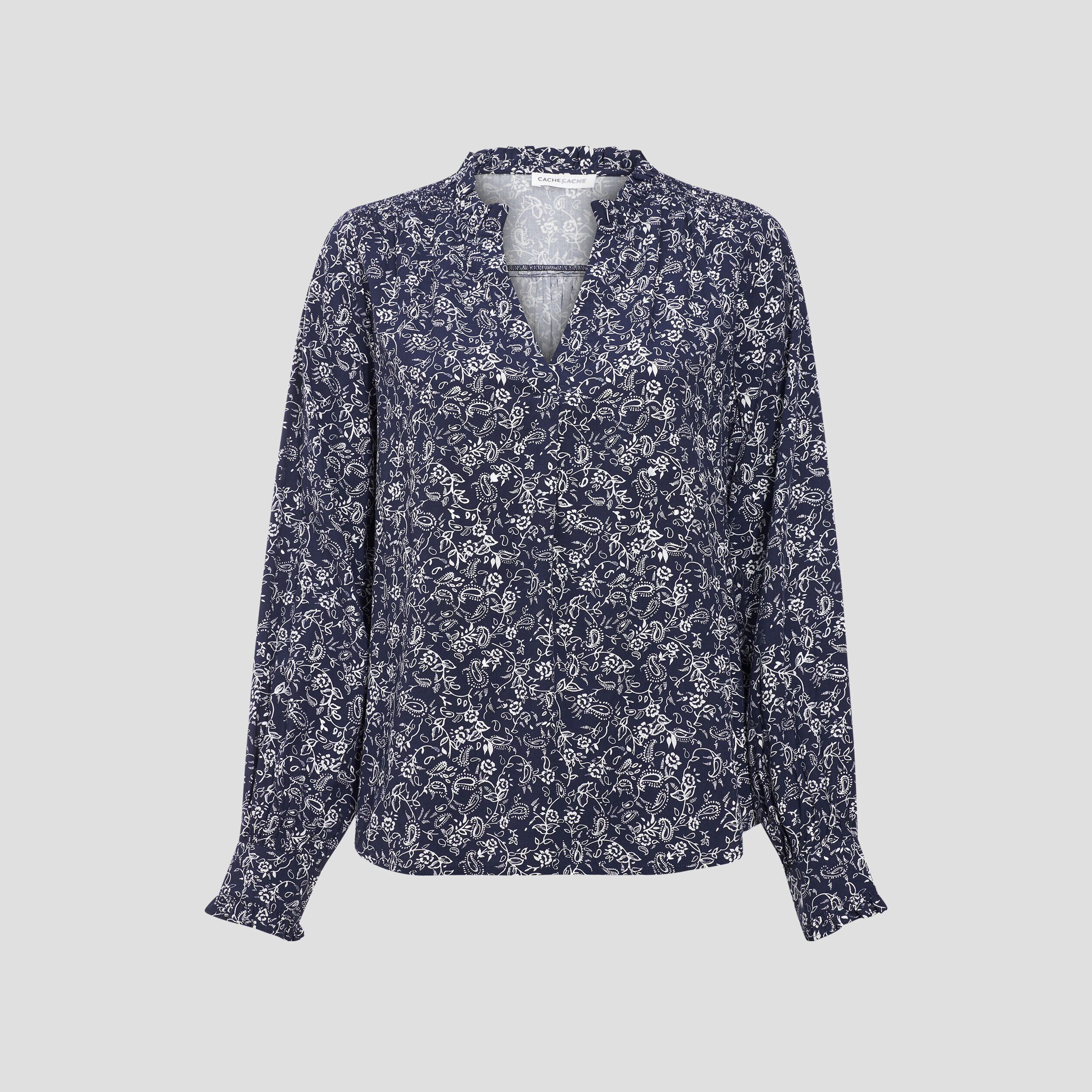Blouse manches longues bleu marine femme | Cache Cache