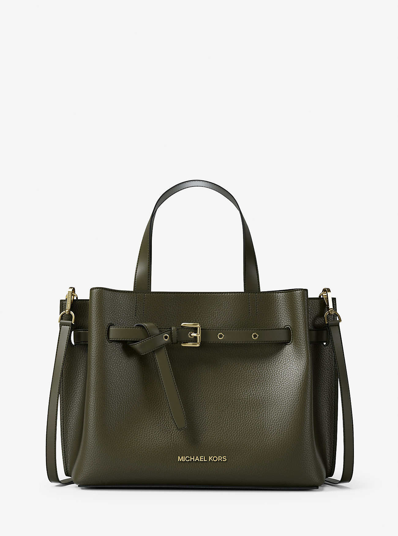 Emilia Medium Pebbled Leather Satchel - IVY