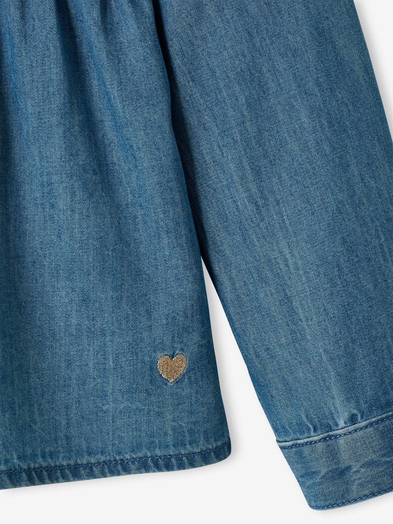 Chemise en denim léger personnalisable fille stone