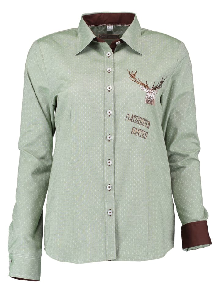 OS-Trachten Trachtenbluse Fudos in khaki/schlamm günstig kaufen