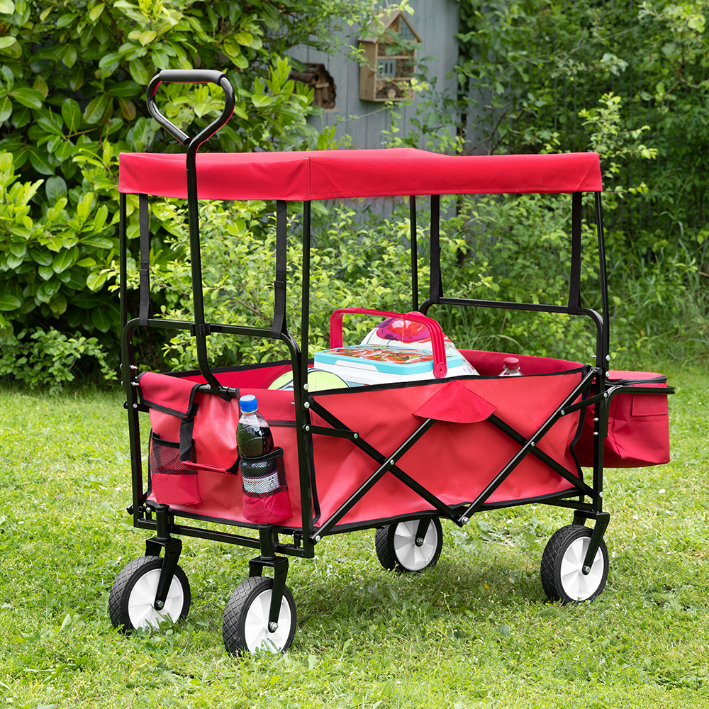 Green Yard Bollerwagen mit Dach und Korb, ca. 90 x 53 x 118 cm