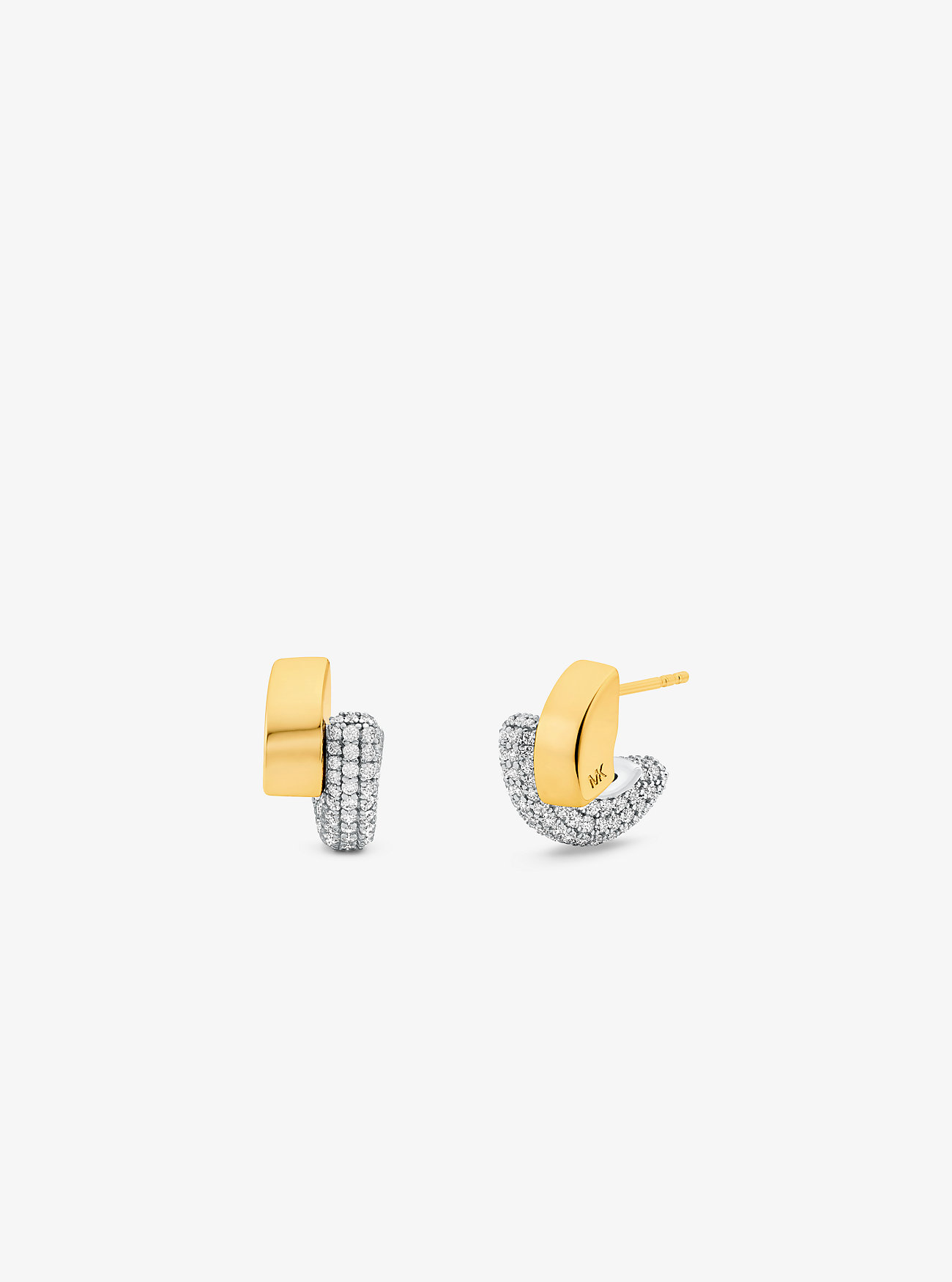 Orecchini a cerchio in argento sterling placcato metalli preziosi con pavé - BICOLORE