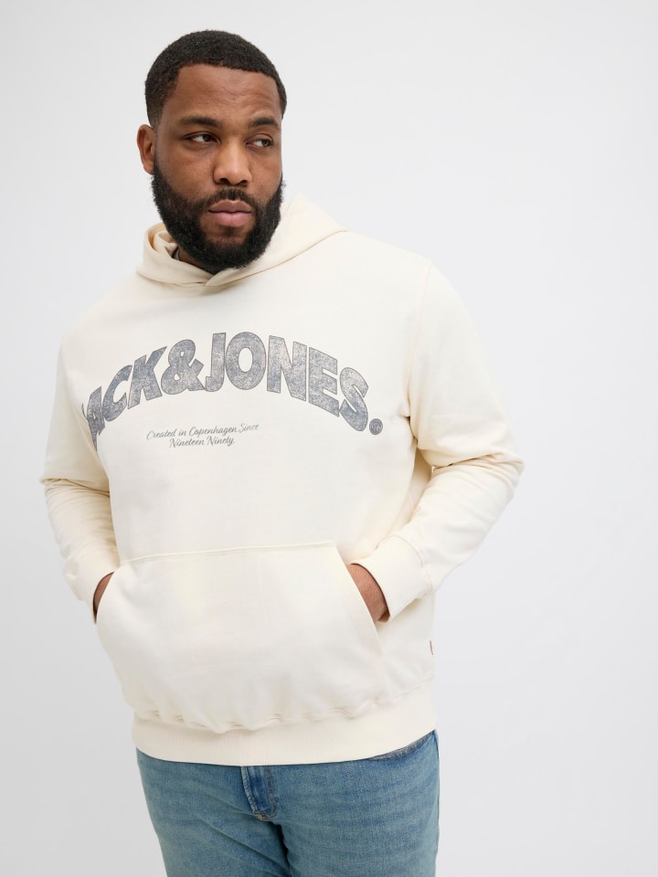 JACK & JONES PLUS Kapuzenpullover in Antique White günstig kaufen