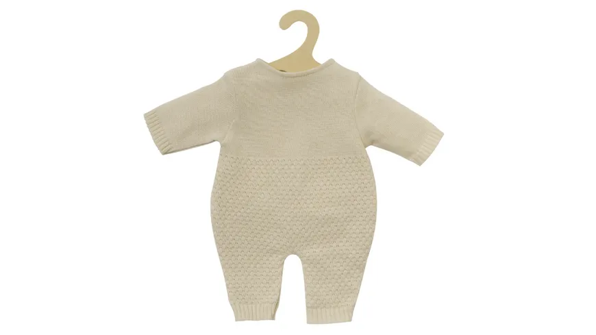 Heless - Puppen-Strickstrampler aus 100 % Bio-Baumwolle, ecru, Gr. 28-35 cm