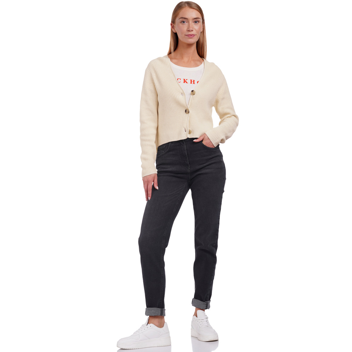 Damen Strickjacke aus Rippstrick