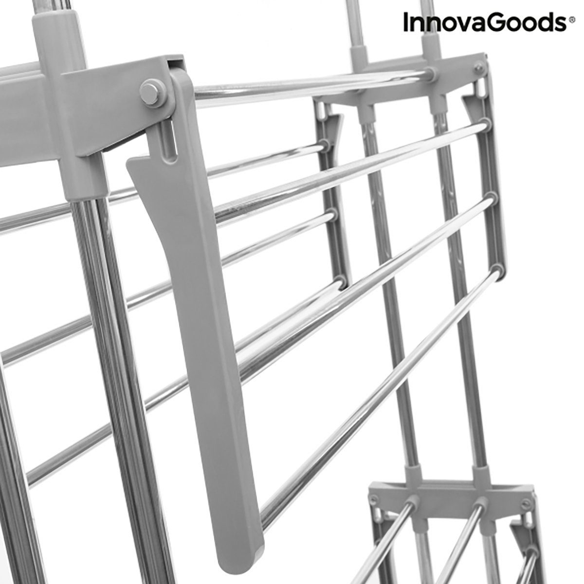 InnovaGoods Wäscheständer VERTIKALER KLAPPBARER WÄSCHESTÄNDER MIT RÄDERN & 24 STANGEN, leicht zu verstauen, leichtes Eigengewicht, hochwertige Qualität